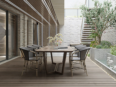 3d庭院花园桌子休闲椅模型