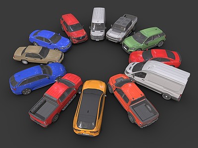 3d轿车汽车交通工具组合模型