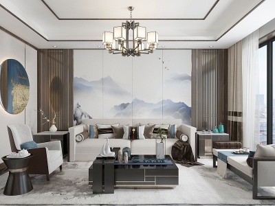 新中式客厅模型3d模型