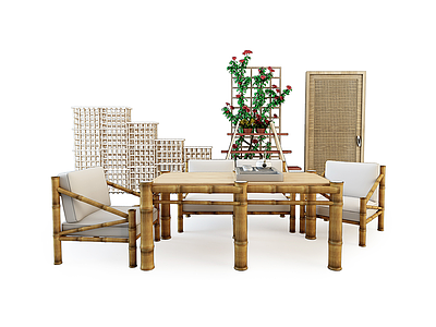 3d茶桌椅组合模型