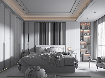 卧室床床头柜模型3d模型