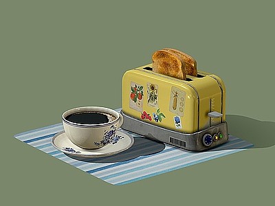 早餐面包机咖啡杯模型3d模型