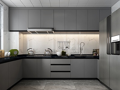 灰色系厨房模型3d模型