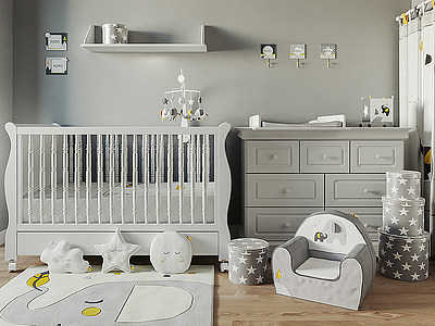 3d现代婴儿床模型