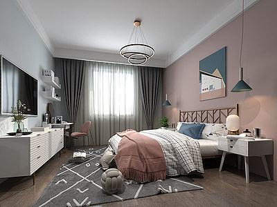 北欧卧室儿童床模型3d模型