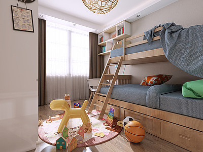 北欧风格小孩房模型3d模型