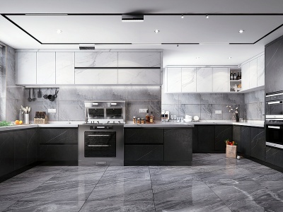 3d现代风格厨房橱柜厨模型