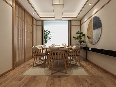 3d日式客厅餐厅模型