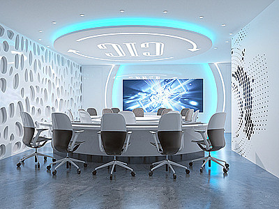 3d现代科技感会议室模型