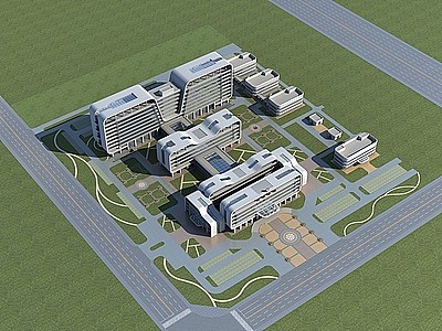 医院鸟瞰规划模型3d模型