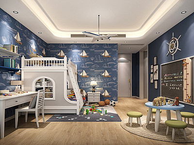 美式卧室儿童房模型3d模型