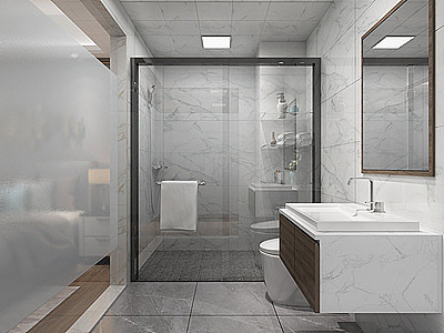 3d卫生间淋浴间主卧模型