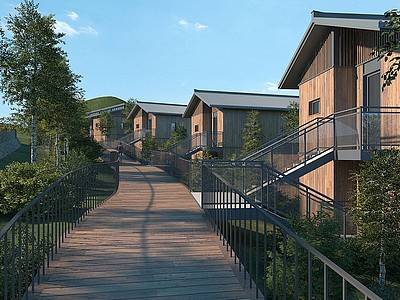 3d现代住宅景观模型