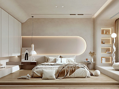 3d侘寂家居卧室模型
