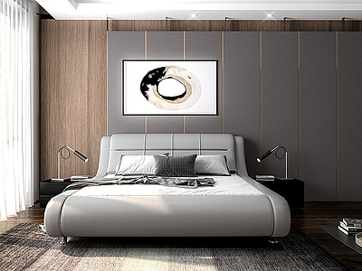 卧室休闲软床模型