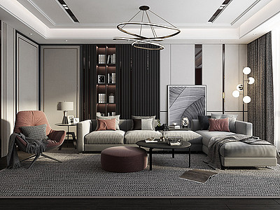 客厅沙发组合茶几模型3d模型