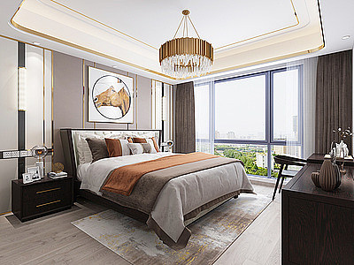 新中式轻奢卧室吊灯模型3d模型
