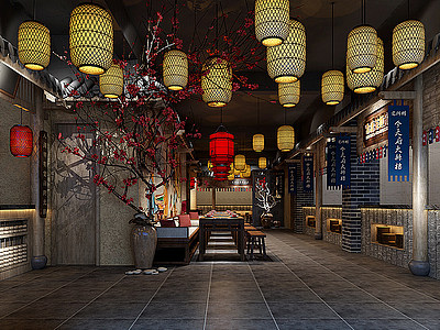 中式中餐厅模型