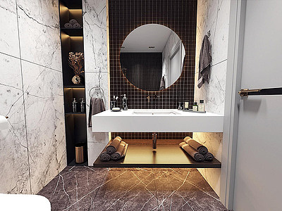 轻奢卫生间洗手间浴镜模型3d模型