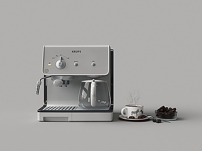 3d生活电器银色咖啡机模型