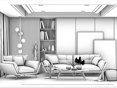 3d客厅模型