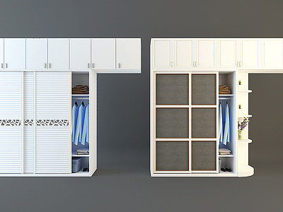 3d现代简约衣柜组合模型