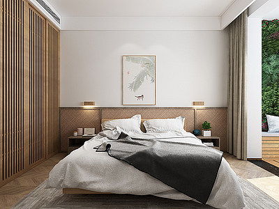 3d现代民宿卧室模型