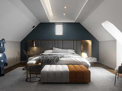 现代阁楼卧室模型3d模型