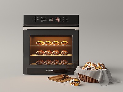 3d嵌入式橱柜烤箱模型