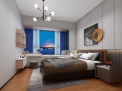 3d现代轻奢风格卧室模型