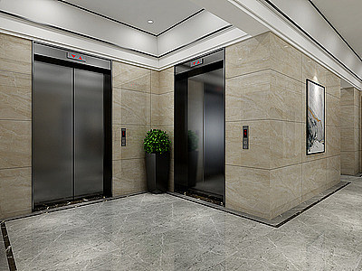 新中式电梯间模型3d模型