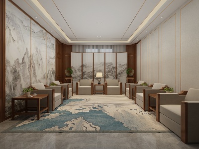 新中式会客厅模型3d模型