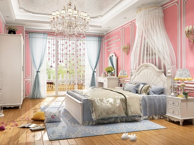 美式卧室公主床模型