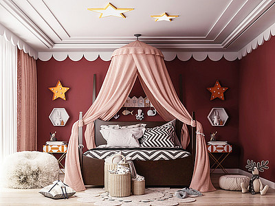 3d现代儿童卧室模型