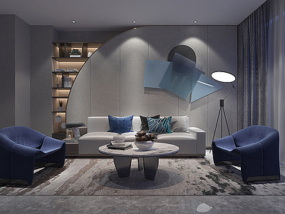 现代客厅沙发组合模型