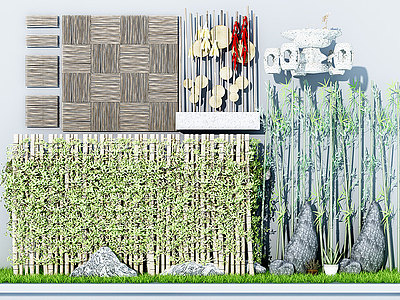 现代竹子围栏3d模型