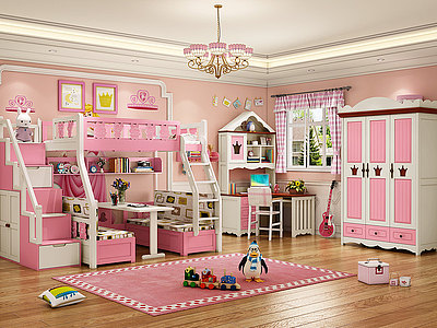 美式卧室女儿房模型