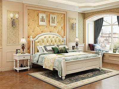 美式卧室模型