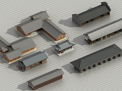 中式古建筑模型3d模型