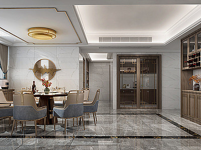 3d新中式餐厅厨房模型