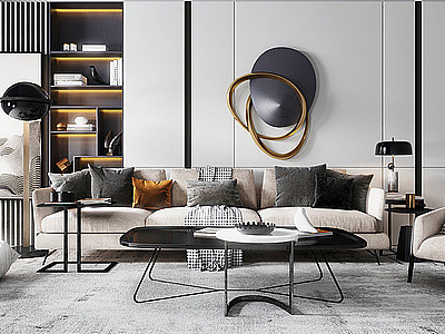现代客厅沙发茶几模型3d模型