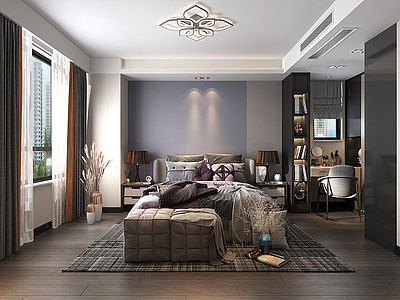 3d现代卧室模型