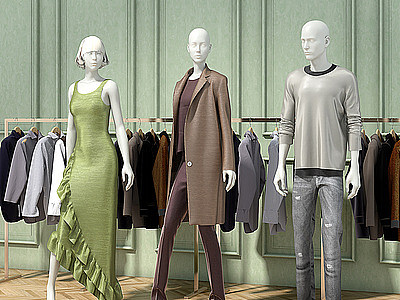 3d现代服装店模特模型