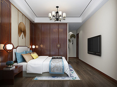 新中式卧室模型