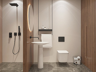 卫生间浴室镜子洗手盆模型3d模型