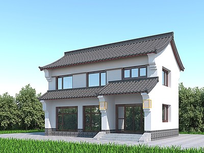 中式双层住宅3d模型