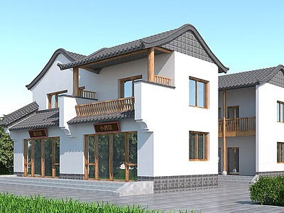 中式双层住宅模型