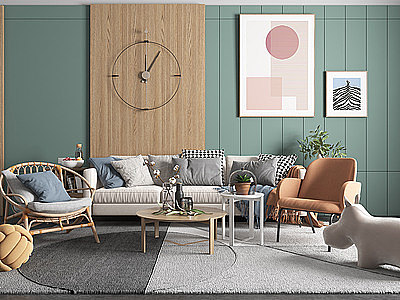 3d客厅轻奢沙发模型