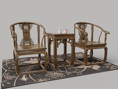 实木太师椅模型