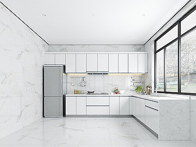 3d厨房厨柜冰箱模型